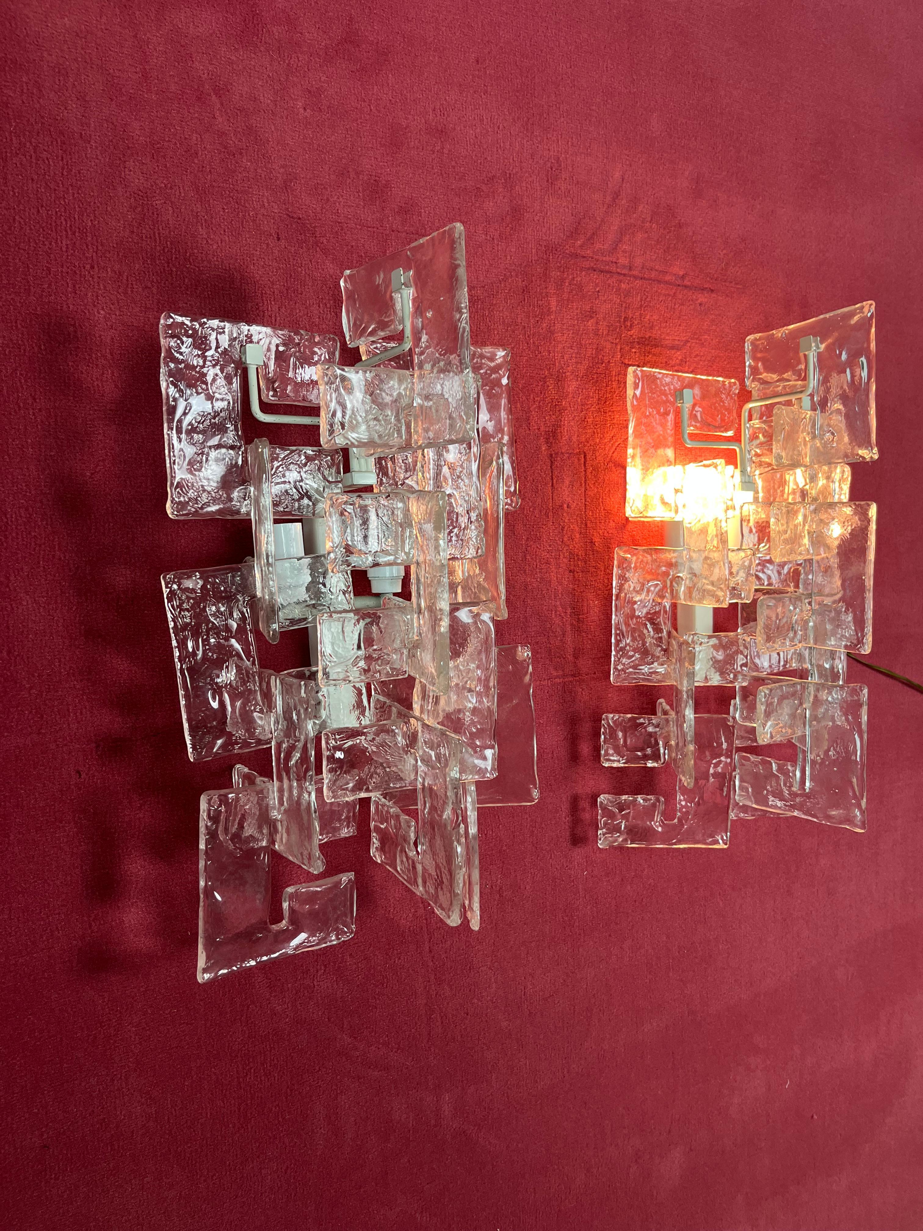 Set di 2 lampade da parete in vetro di Murano di Carlo Nason per Mazzega, anni '60 in vendita 4