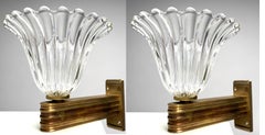Juego de 2 apliques de cristal de Murano de Ercole Barovier, Italia, años 40