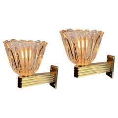 Juego de 2 apliques de cristal de Murano de Ercole Barovier, Italia