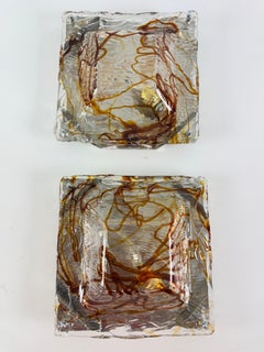 Set of 2 Murano glass Wall Lamps, "Diamante" , by Carlo Nason for Mazzega 1970s
