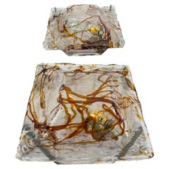 Set of 2 Murano glass Wall Lamps, "Diamante" , by Carlo Nason for Mazzega 1970s