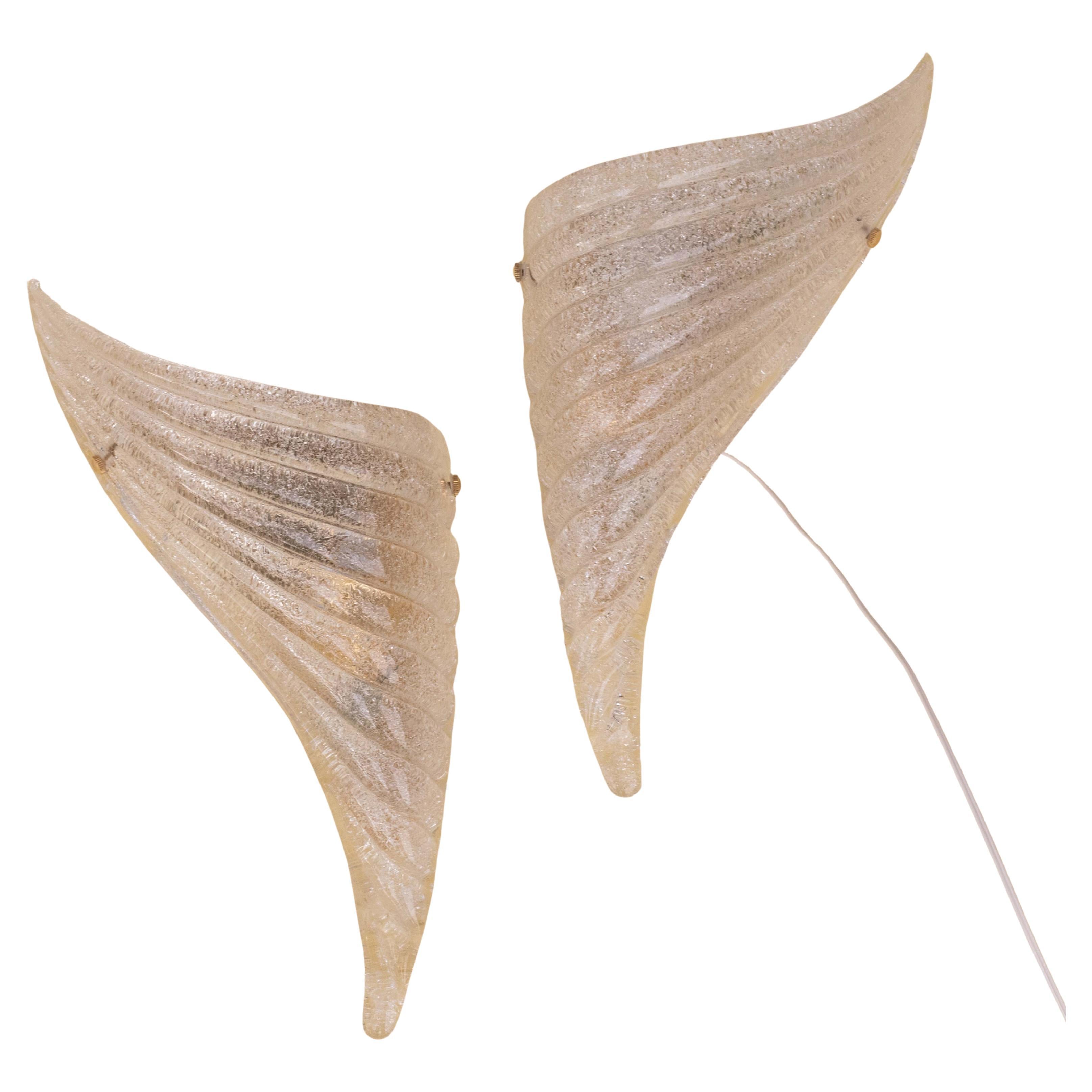 Set of 2 Murano Glass Wall light "Horn" by Vistosi