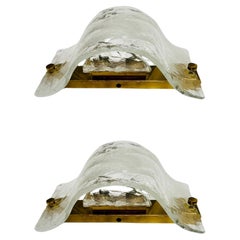 Set di 2 lampade da parete o da soffitto in vetro di Murano di Carlo Nason per Mazzega