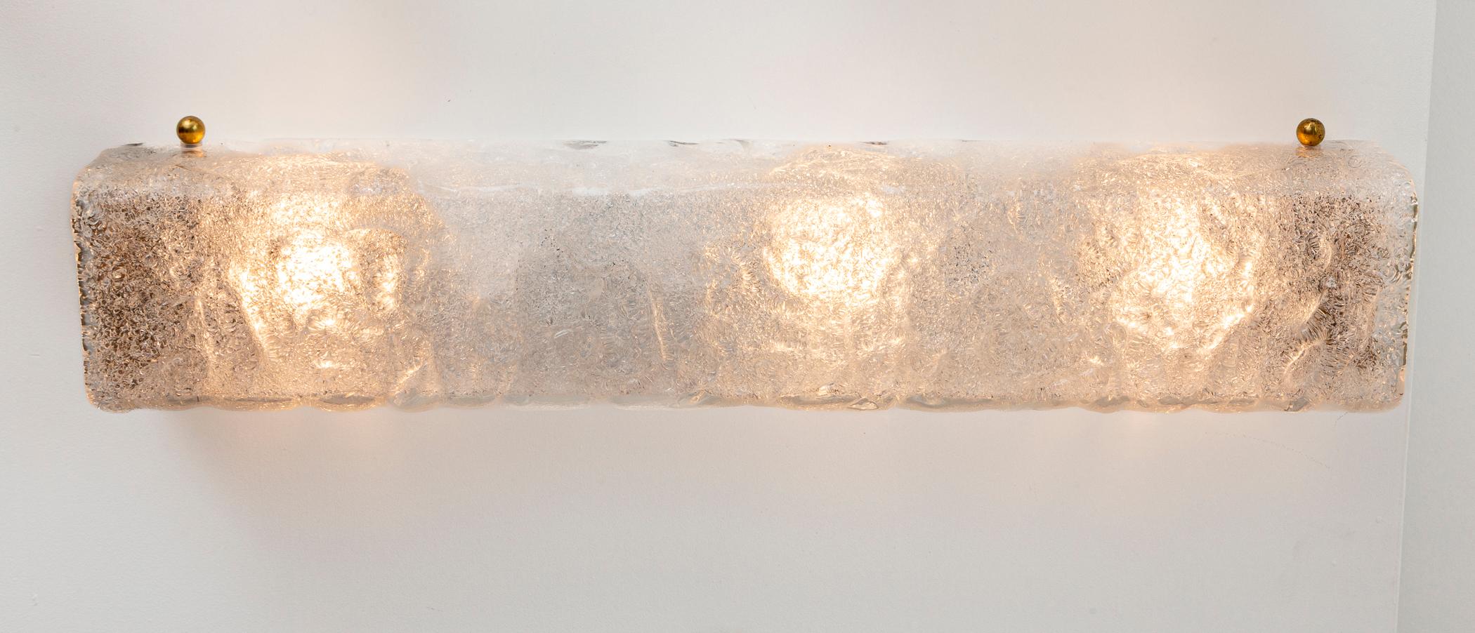 Set of 2 Murano Icey Glass Rectangular Wall Lights, Contemporary For Sale 8