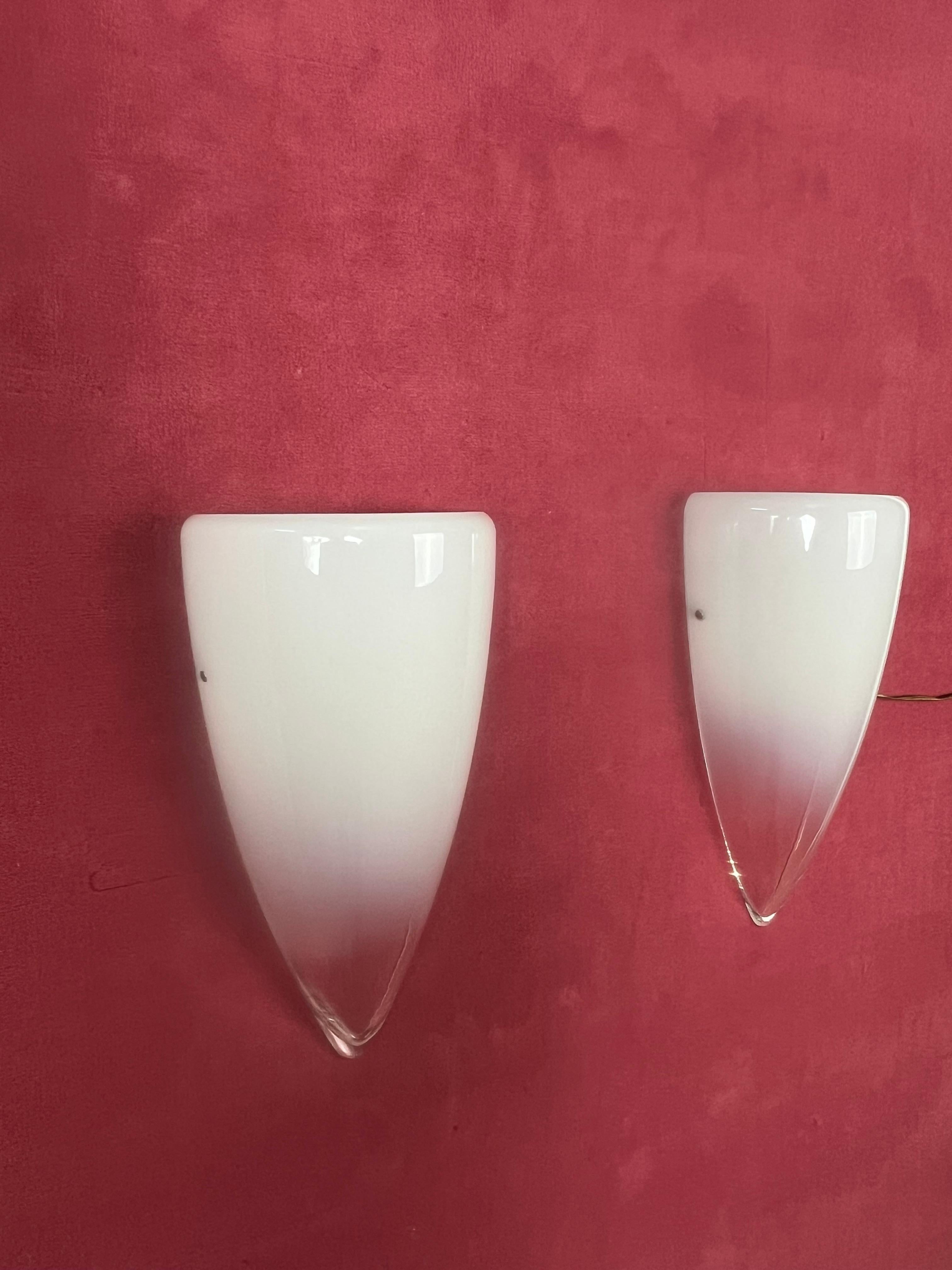 Set di 2 lampade da parete trasparenti e in vetro di Murano, anni '80 in vendita 7