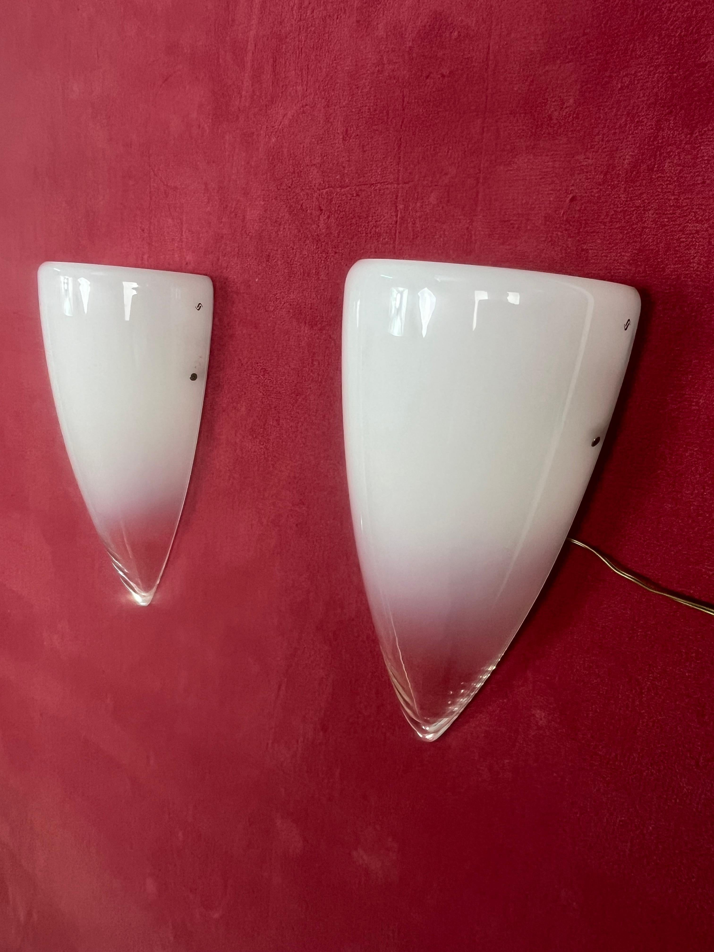 Set di 2 lampade da parete trasparenti e in vetro di Murano, anni '80 in vendita 8
