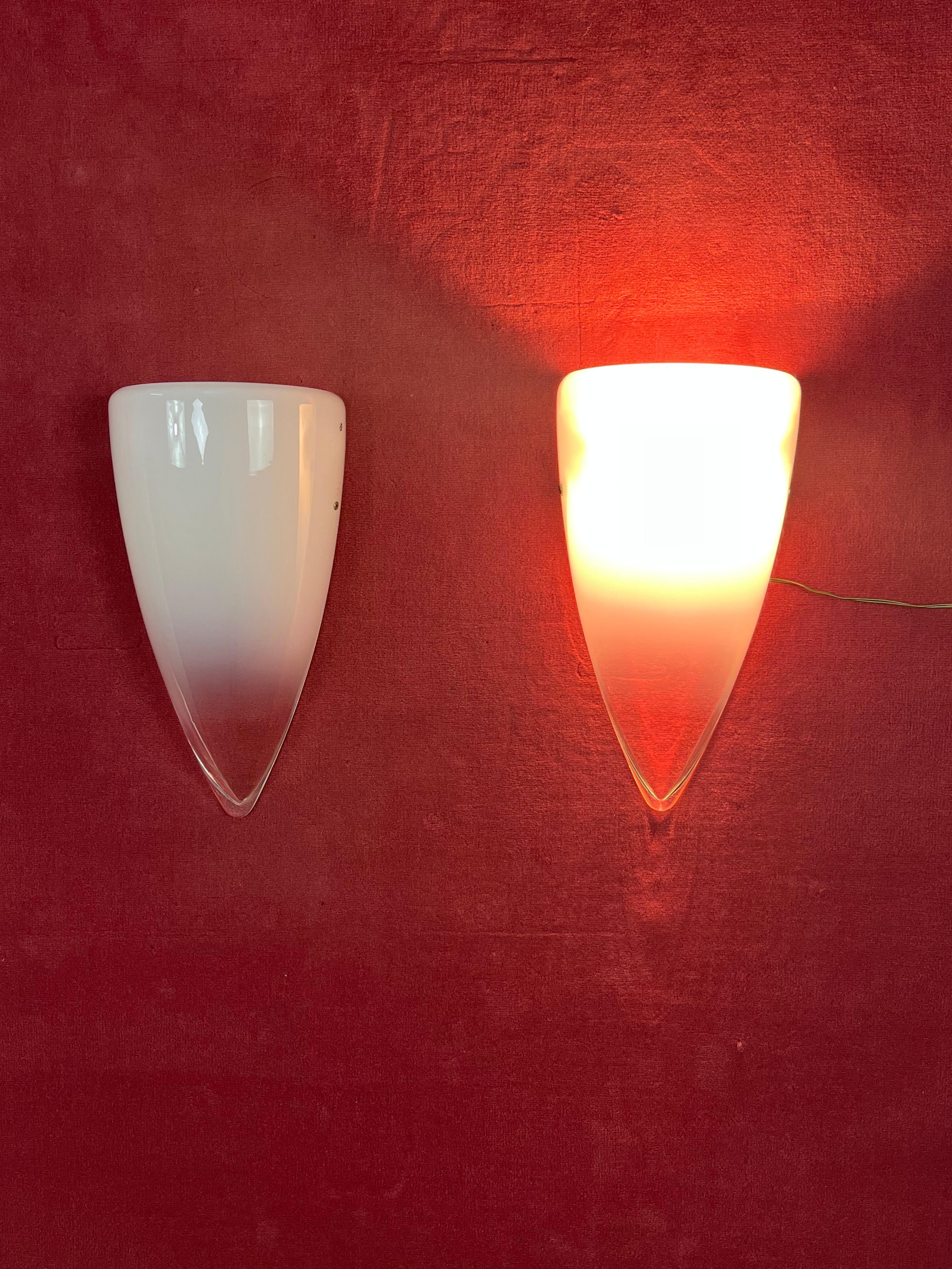 Set di 2 lampade da parete trasparenti e in vetro di Murano, anni '80 in vendita 1