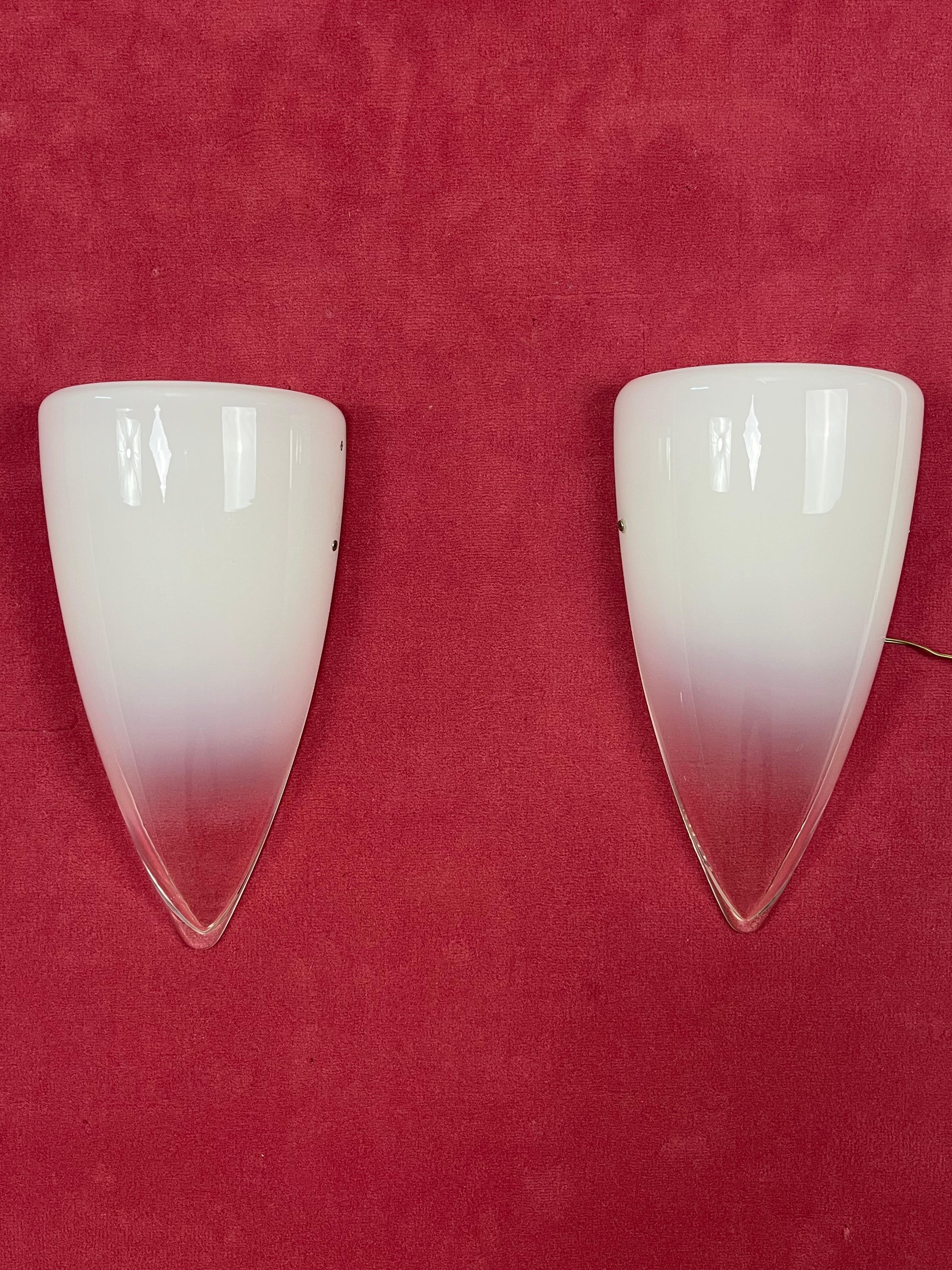 Set di 2 lampade da parete trasparenti e in vetro di Murano, anni '80 in vendita 2