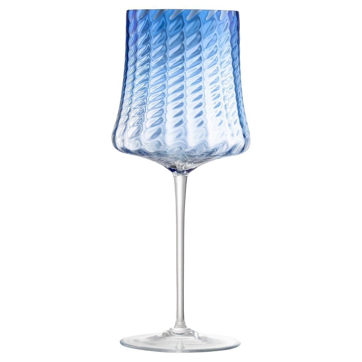 2er-Set Murano Rotweingläser in blauer Farbe, hergestellt in Venedig im Angebot