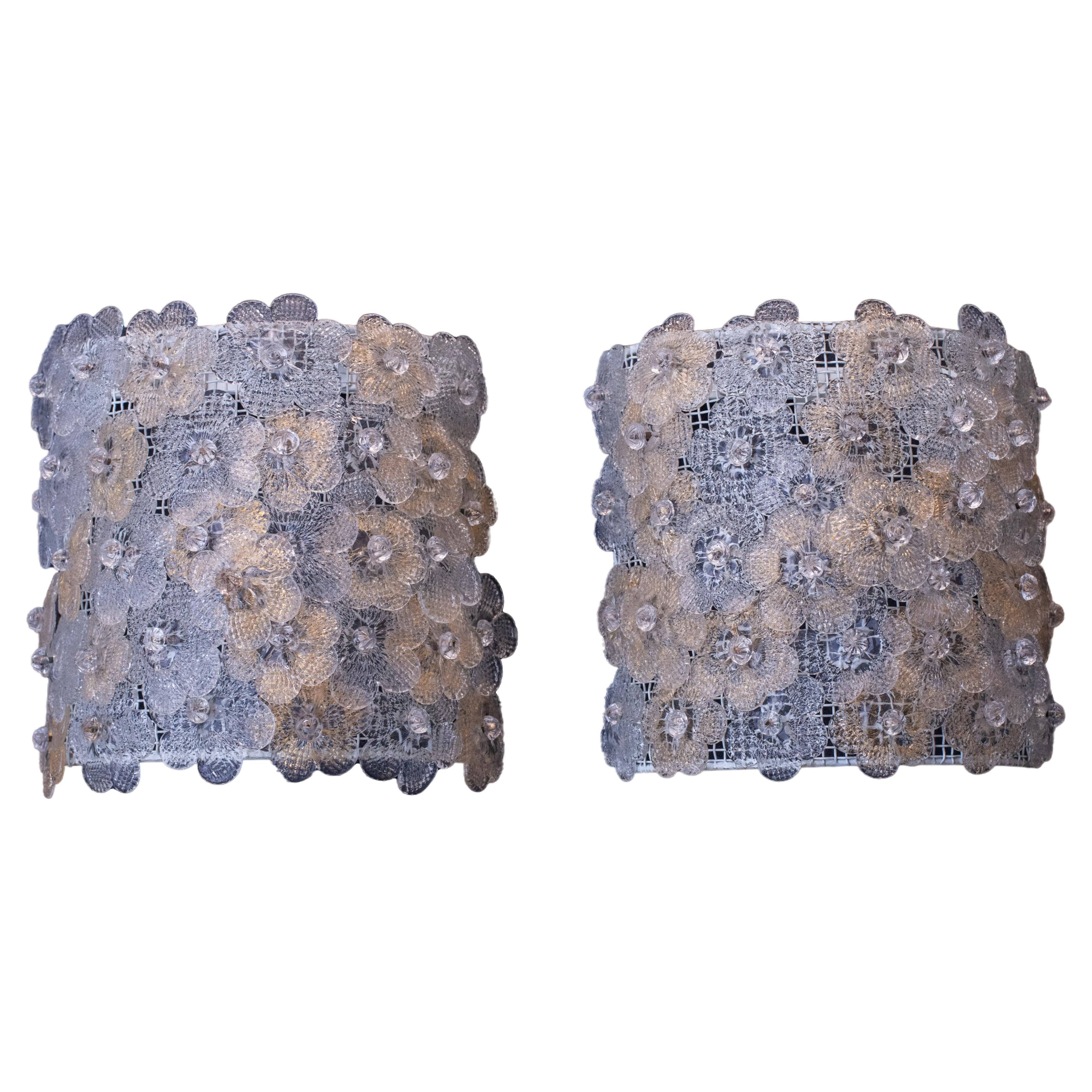 Juego de 2 apliques Flor de Murano by Seguso, 1960