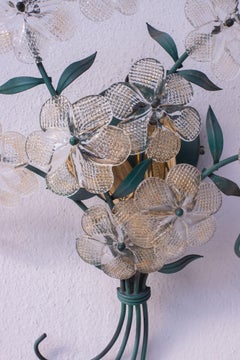 Set of 2 Murano Wall Light Flower by Seguso for Venini, Italy, 1960s