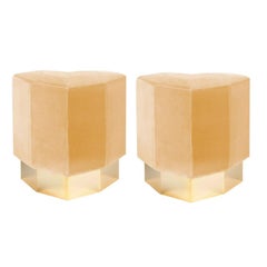 Set of 2 Mustard Queen Heart Stools by Royal Stranger