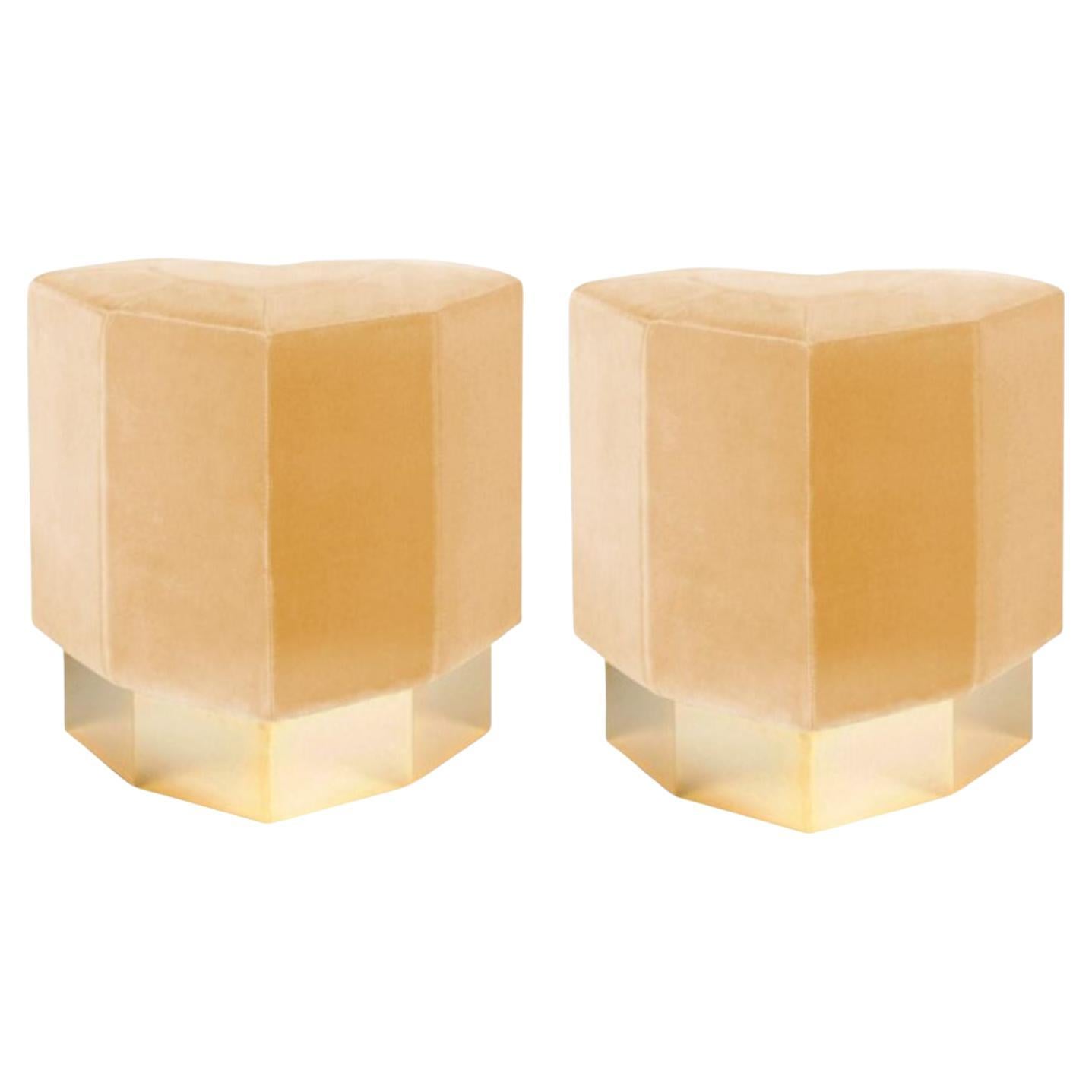 Set of 2 Mustard Queen Heart Stools by Royal Stranger