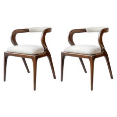 'Set of 2' Nana Solid Walnut Chair Wooden Dining Chair with Back Detail by Lagu