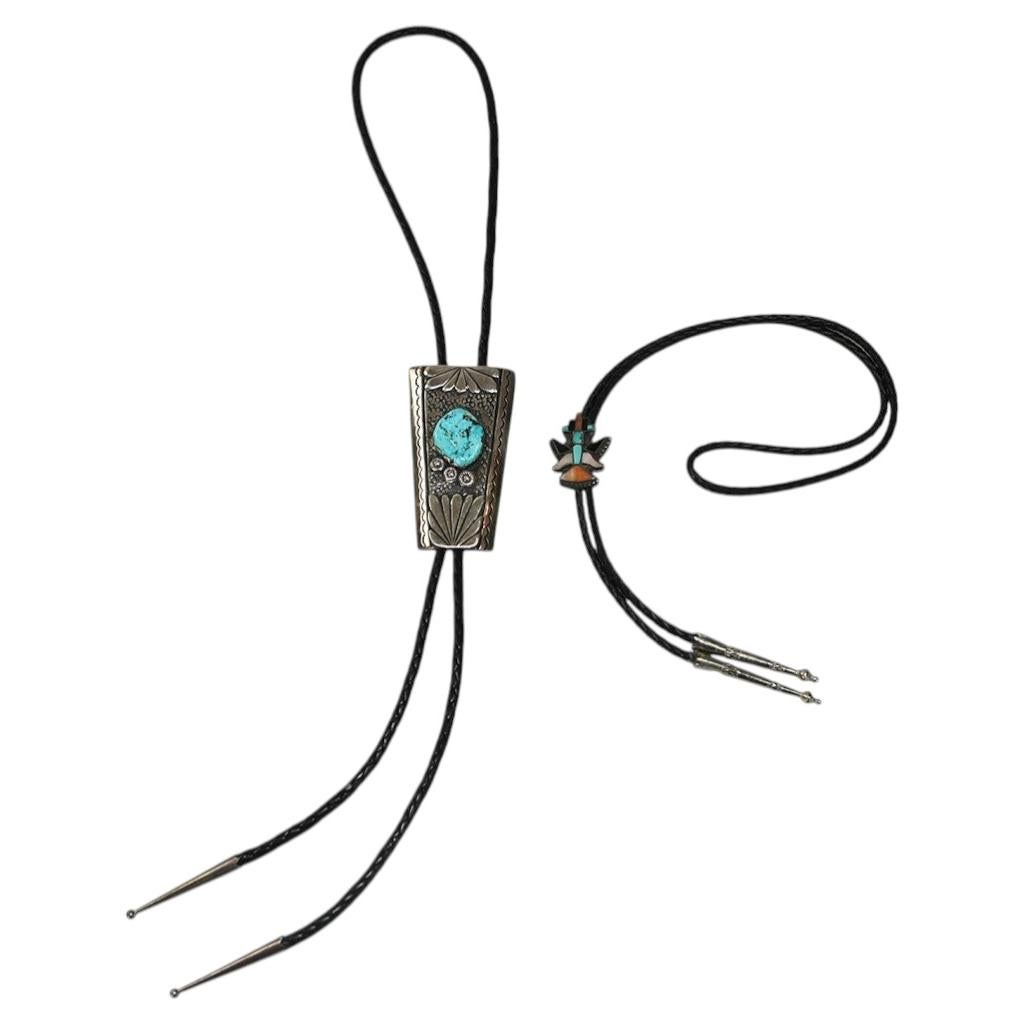 Set of (2) Native American Bolo Ties For Sale