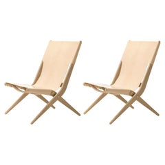 Set di 2 sedie Saxe in Oak naturale e pelle naturale di By Lassen