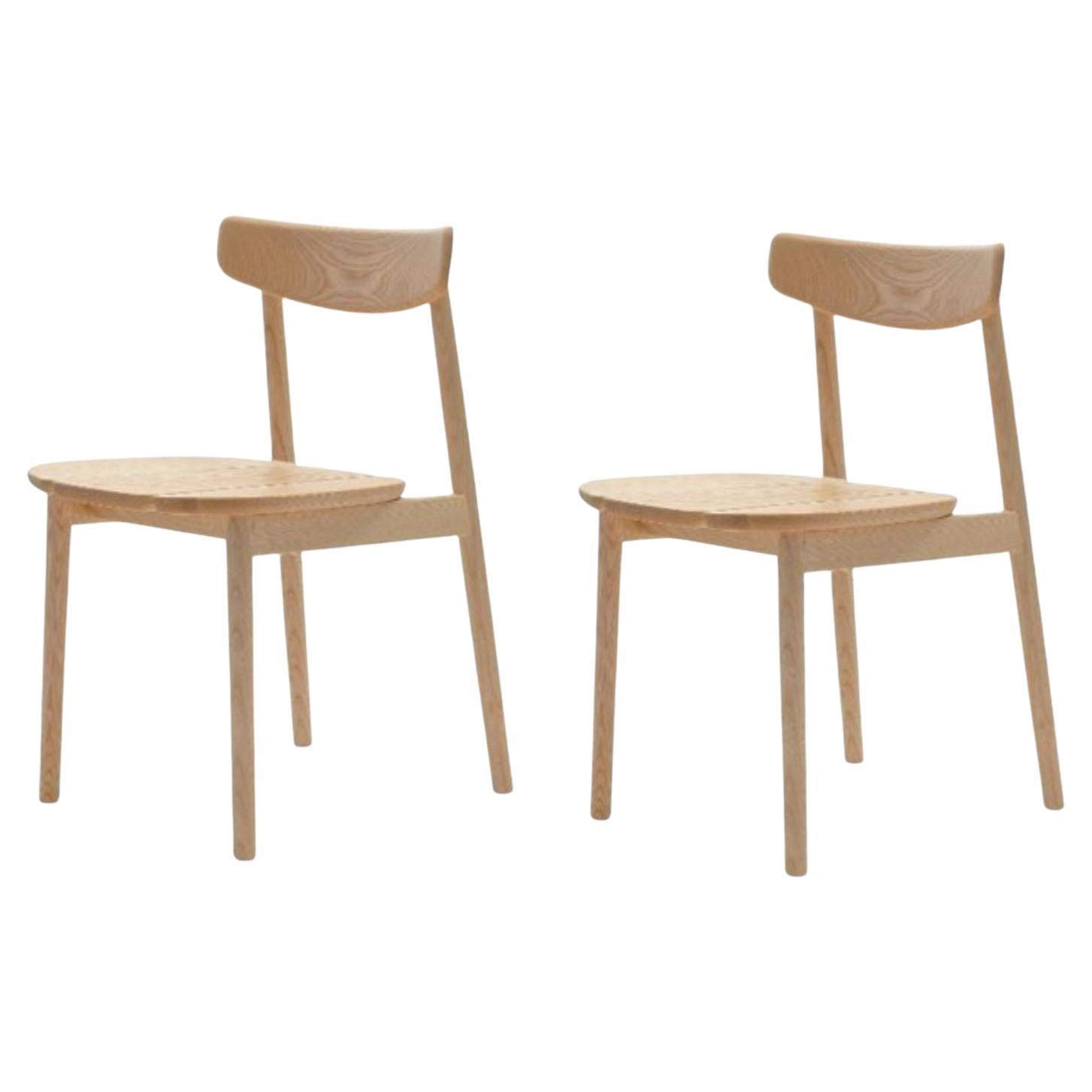 Set of 2 Natural Oak Klee Chairs 1 by Sebastian Herkner For Sale
