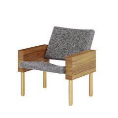 Set of 2 Natural Walnut "Block" Armchair, Jonas Lutz