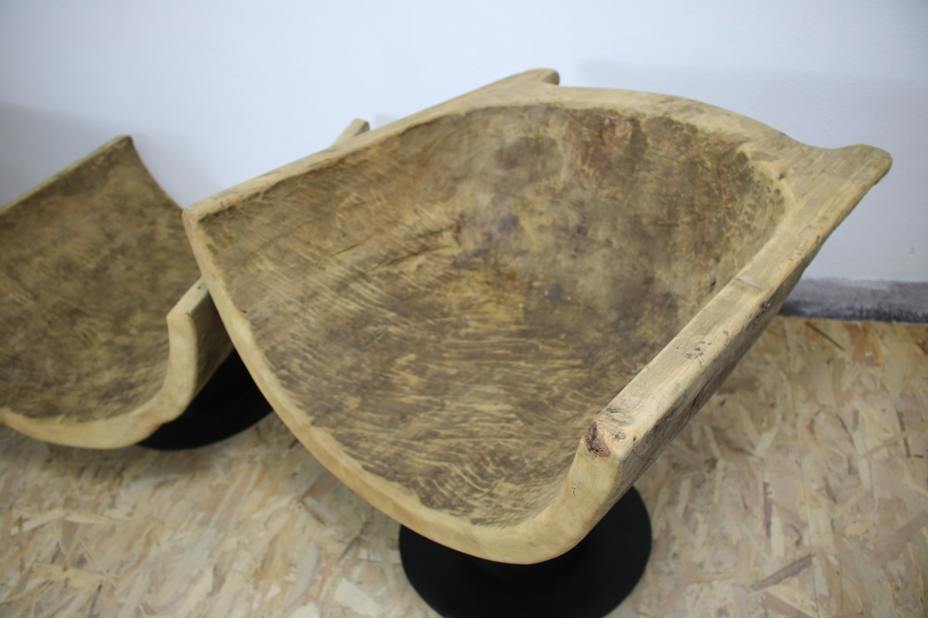 Set of 2 Natural Wooden Armchairs With A Table, 19th Century Wood Used In Excellent Condition For Sale In Lučenec, SK