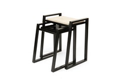 Set of 2 Nesting Game Tables in Cream Shagreen by Kifu Paris