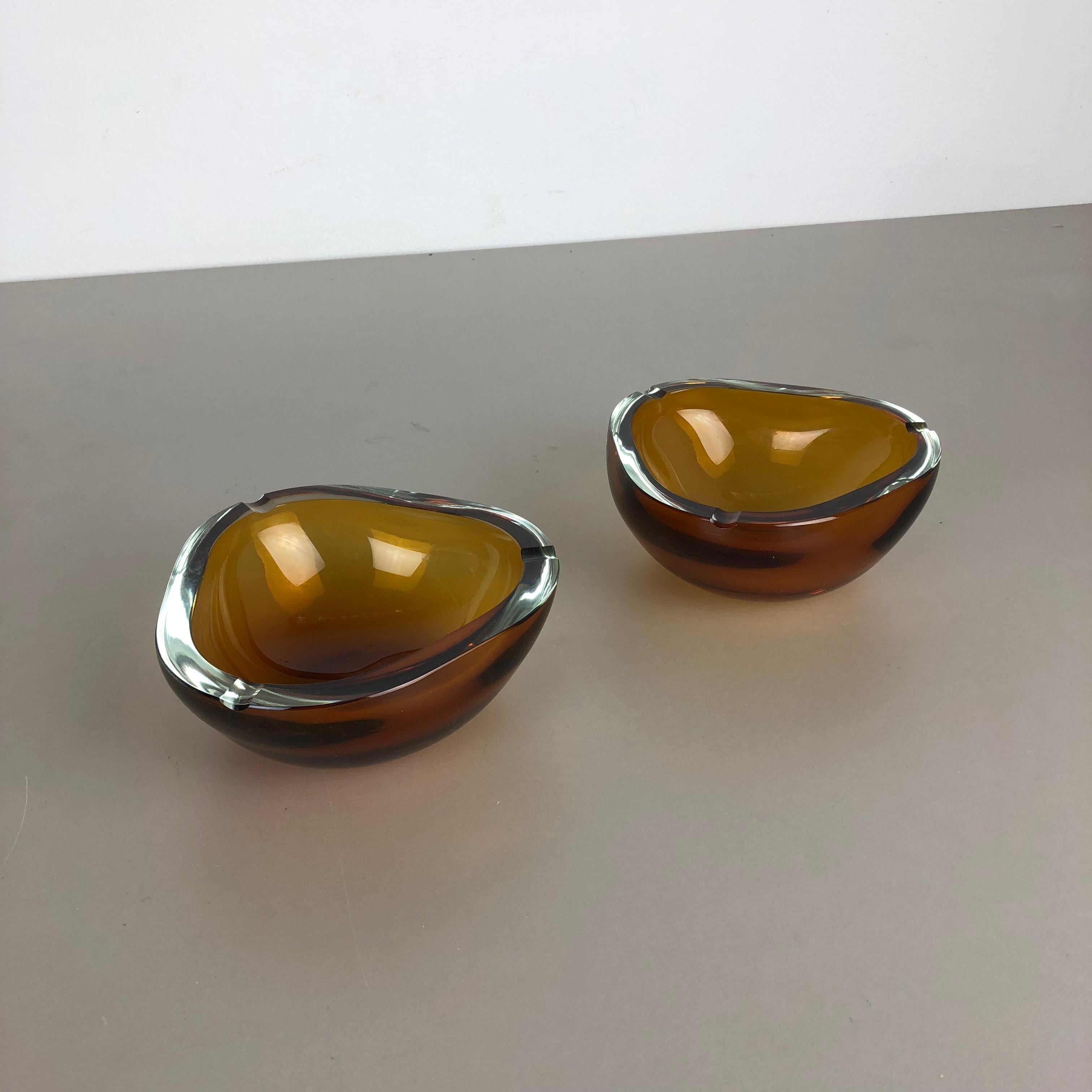 Murano Glass Set of 2 New Old Stock Murano Ashtray Elements Antonio da Ros for Cenedese 1960s