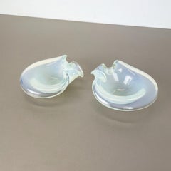 Set of 2 New Old Stock, Murano Glass Shell Bowl by Antonio da Ros Cenedese, 1960