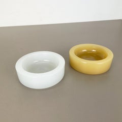 Set of 2 New Old Stock Murano Opaline Glass shell bowl by Cenedese, 1960s
