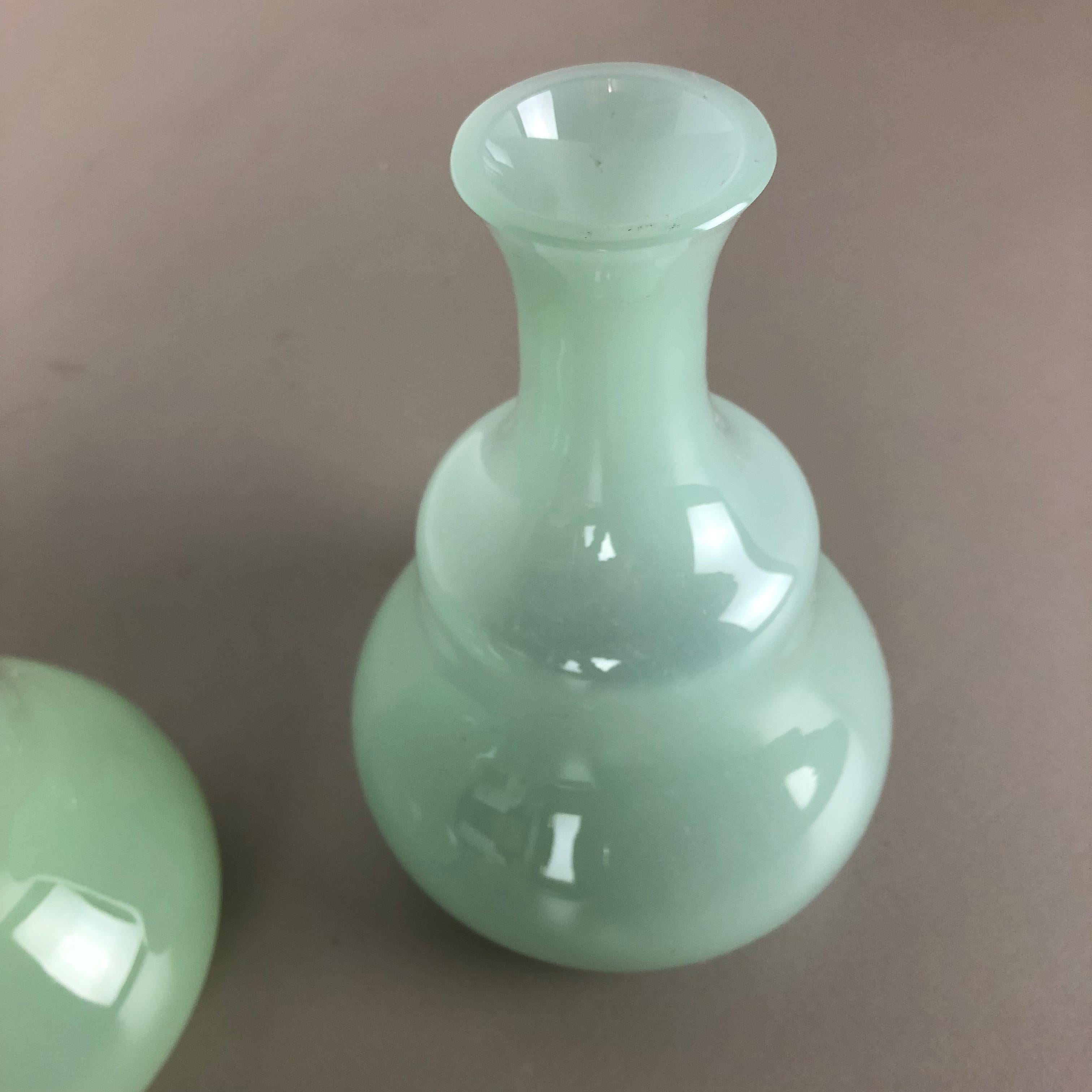 Murano Glass Set of 2 New Old Stock Murano Opaline Glass Vases by Gino Cenedese, 1960s