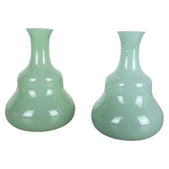 Set of 2 New Old Stock Murano Opaline Glass Vases by Gino Cenedese, 1960s