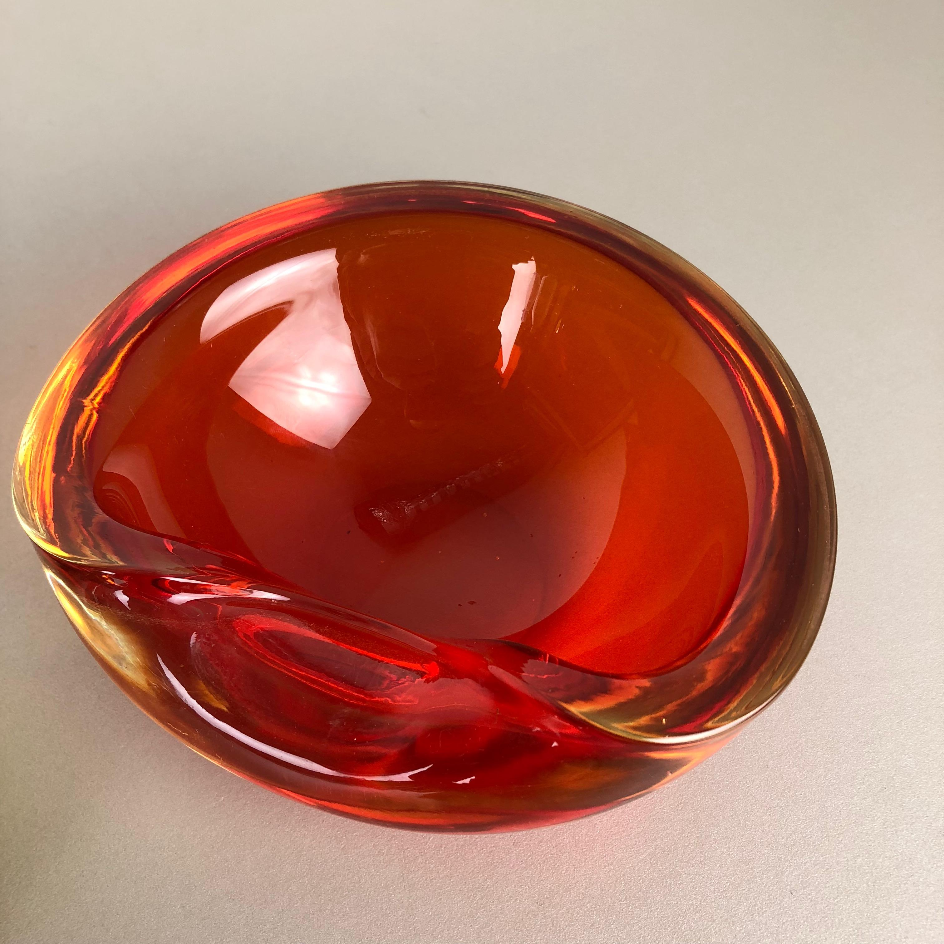 Set of 2 New Old Stock, Murano Sommerso Glass Shell Bowl Cenedese Vetri, 1960s For Sale 9