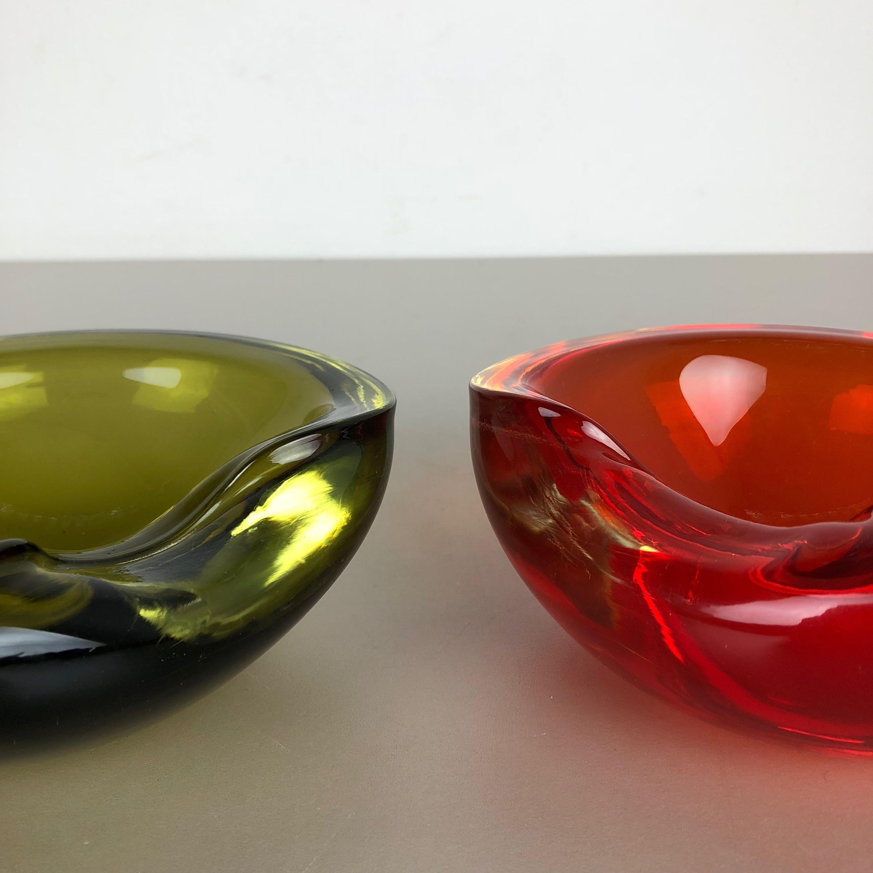 Set of 2 New Old Stock, Murano Sommerso Glass Shell Bowl Cenedese Vetri, 1960s 11