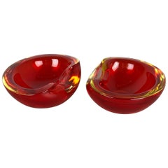 2er-Set Neu Old Stock, Muschelschale aus Murano Sommerso-Glas Cenedese Vetri, 1960er Jahre