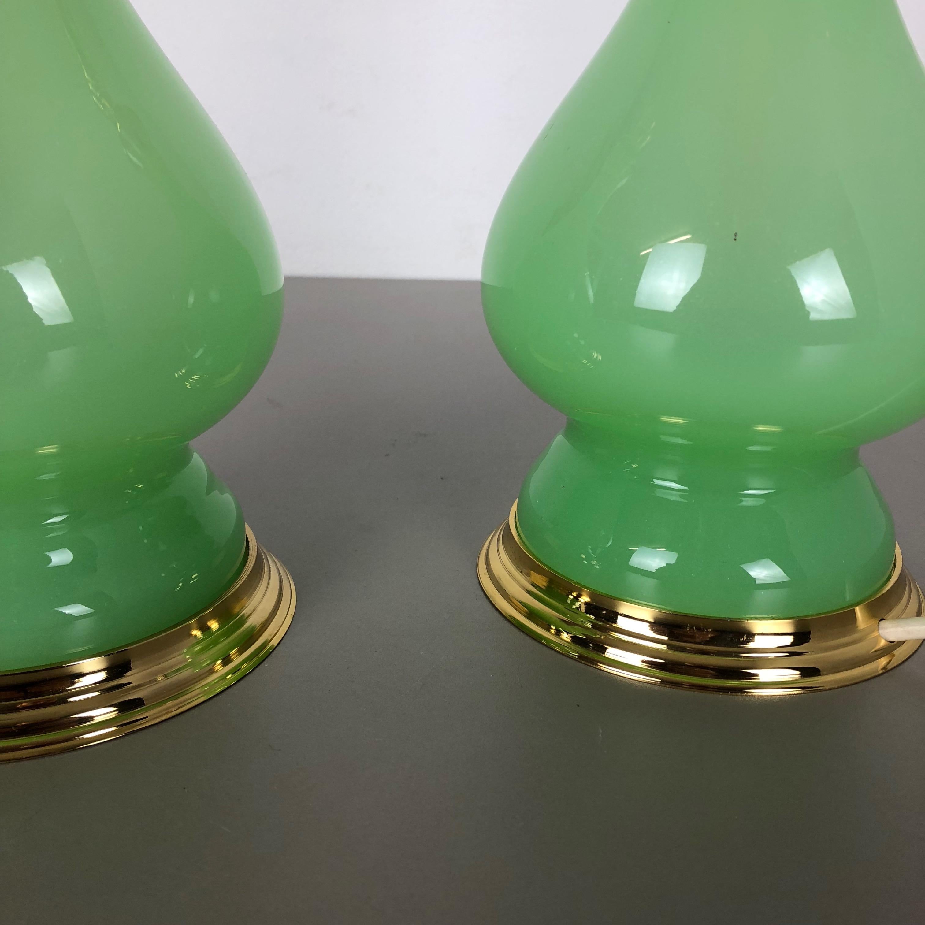 20th Century Set of 2 New Old Stock, Opaline Murano Glass Table Light Cenedese Vetri, Italy For Sale