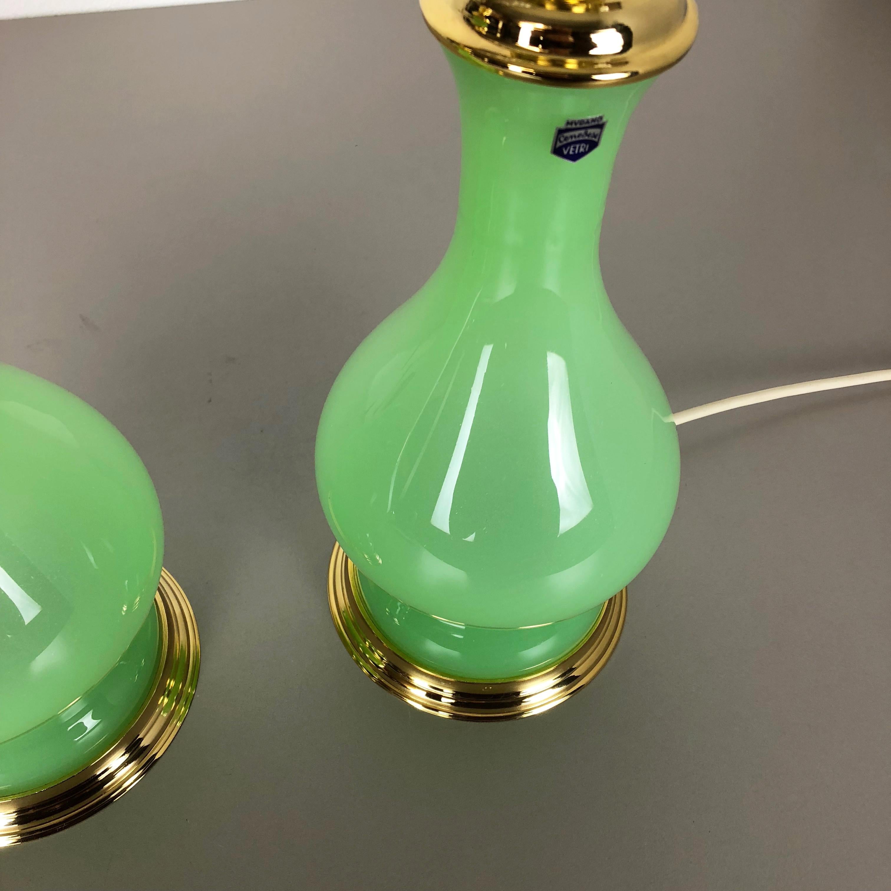 Ensemble de 2 lampes de bureau en verre de Murano opalin Cenedese Vetri, Italie, en stock ancien en vente 2