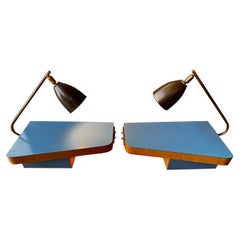 Set of 2 Night Stand with Double Lighting Lamps, Circa 1950
