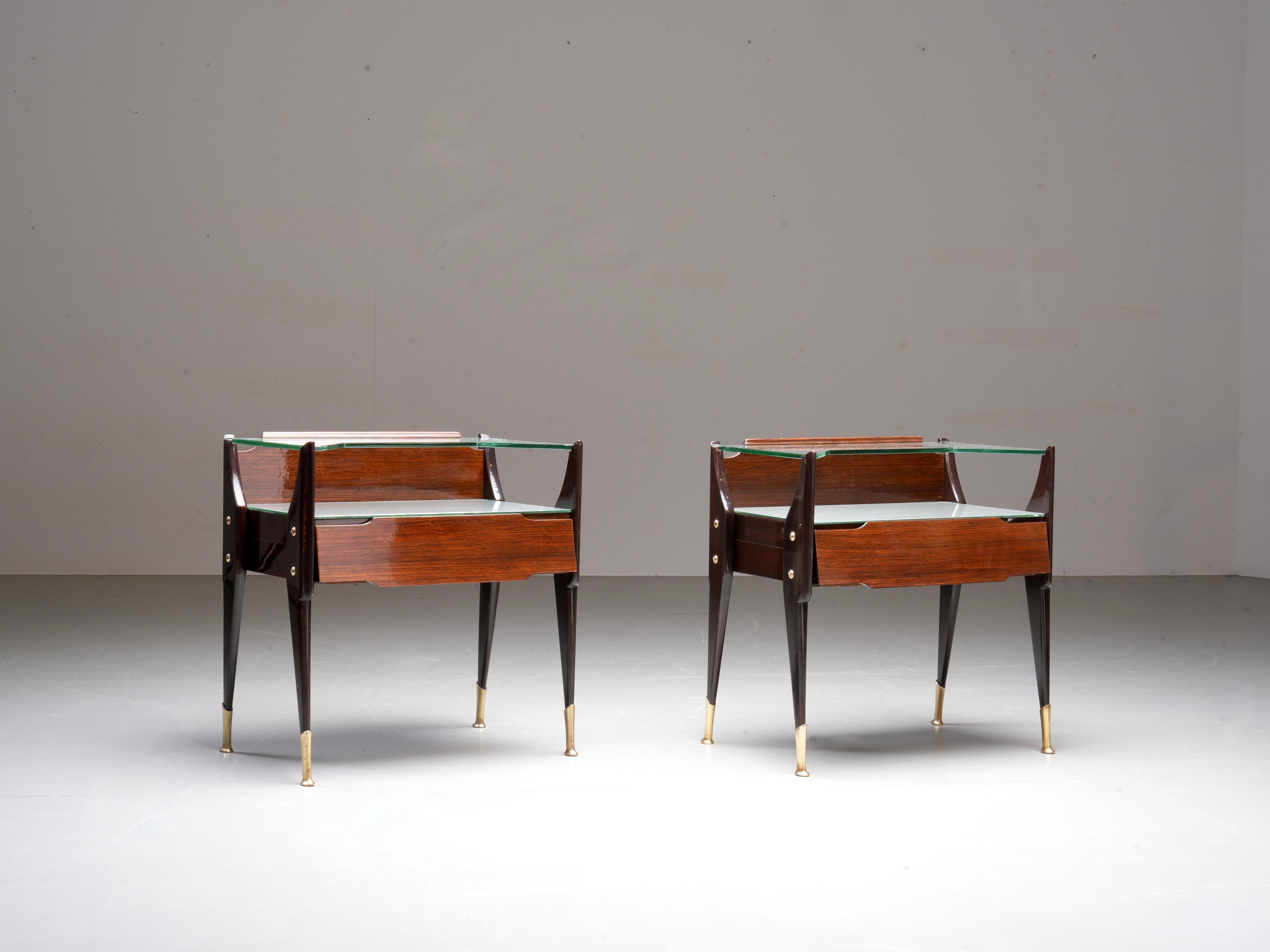 Set of 2 Night Stands by La Permanente Mobili Cantù, Italy, 1950's In Good Condition For Sale In Uithoorn, NL