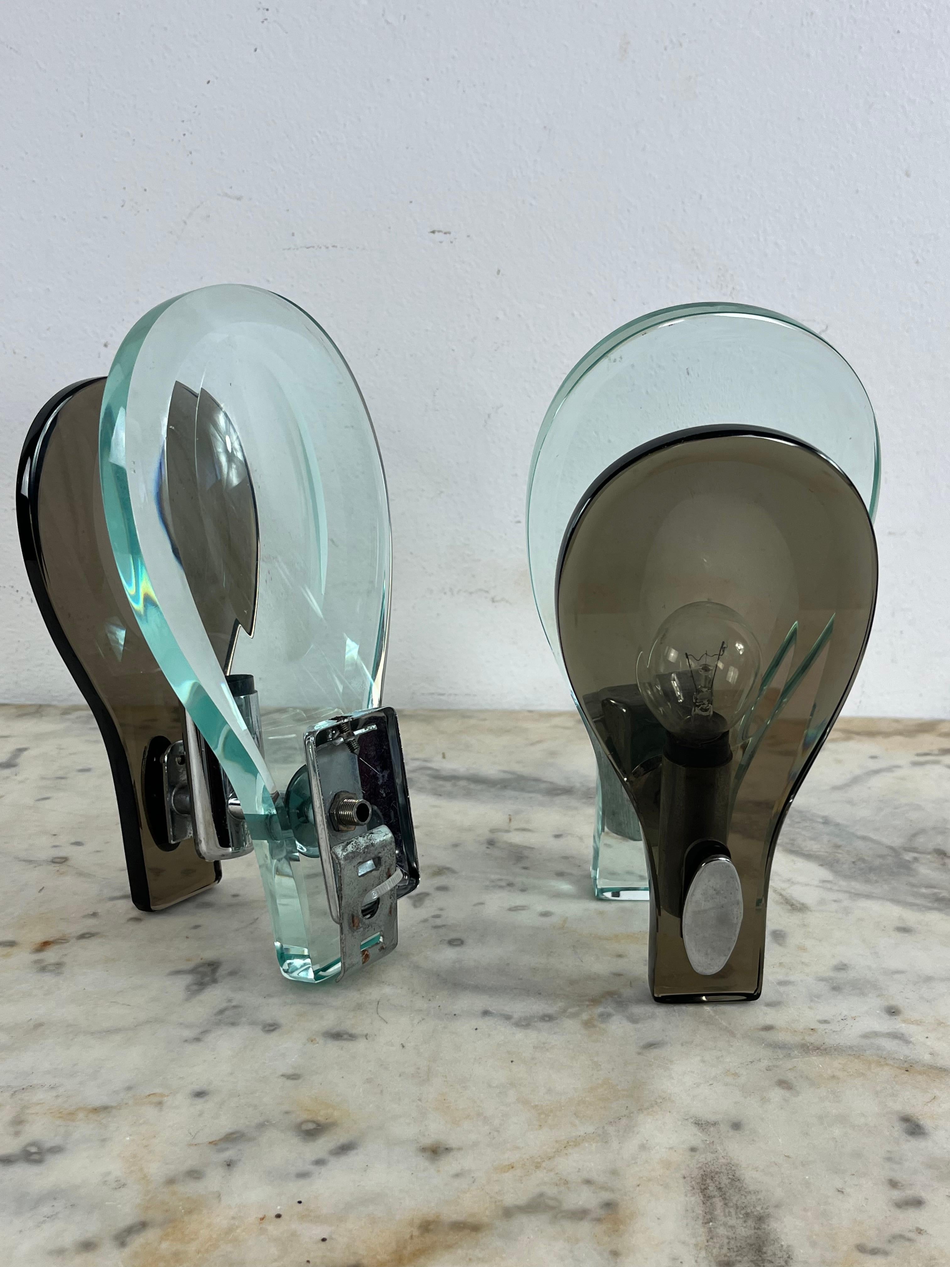 Set di 2 lampade da parete in vetro di Murano verde Nilo attribuite a Fontana Arte 1960s in vendita 7
