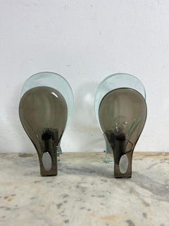 Set of 2 Nile Green Murano Glass Wall Lamps Attributed To Fontana Arte 1960s