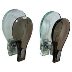Set di 2 lampade da parete in vetro di Murano verde Nilo attribuite a Fontana Arte 1960s
