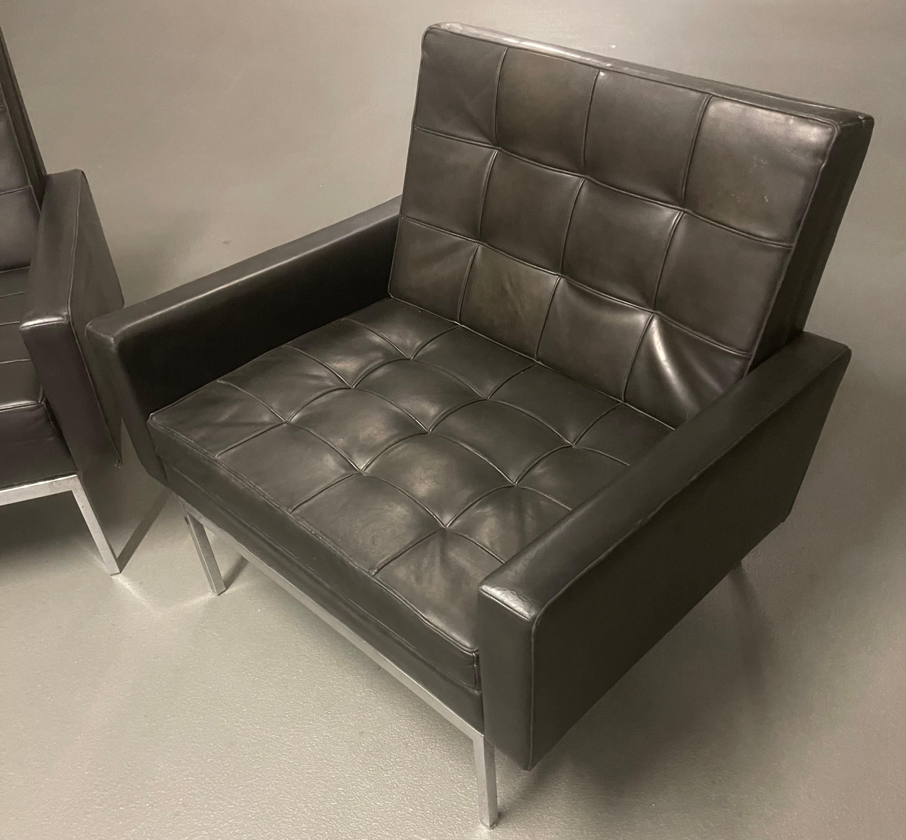 pair of iconic florence knoll lounge chairs by knoll international. 