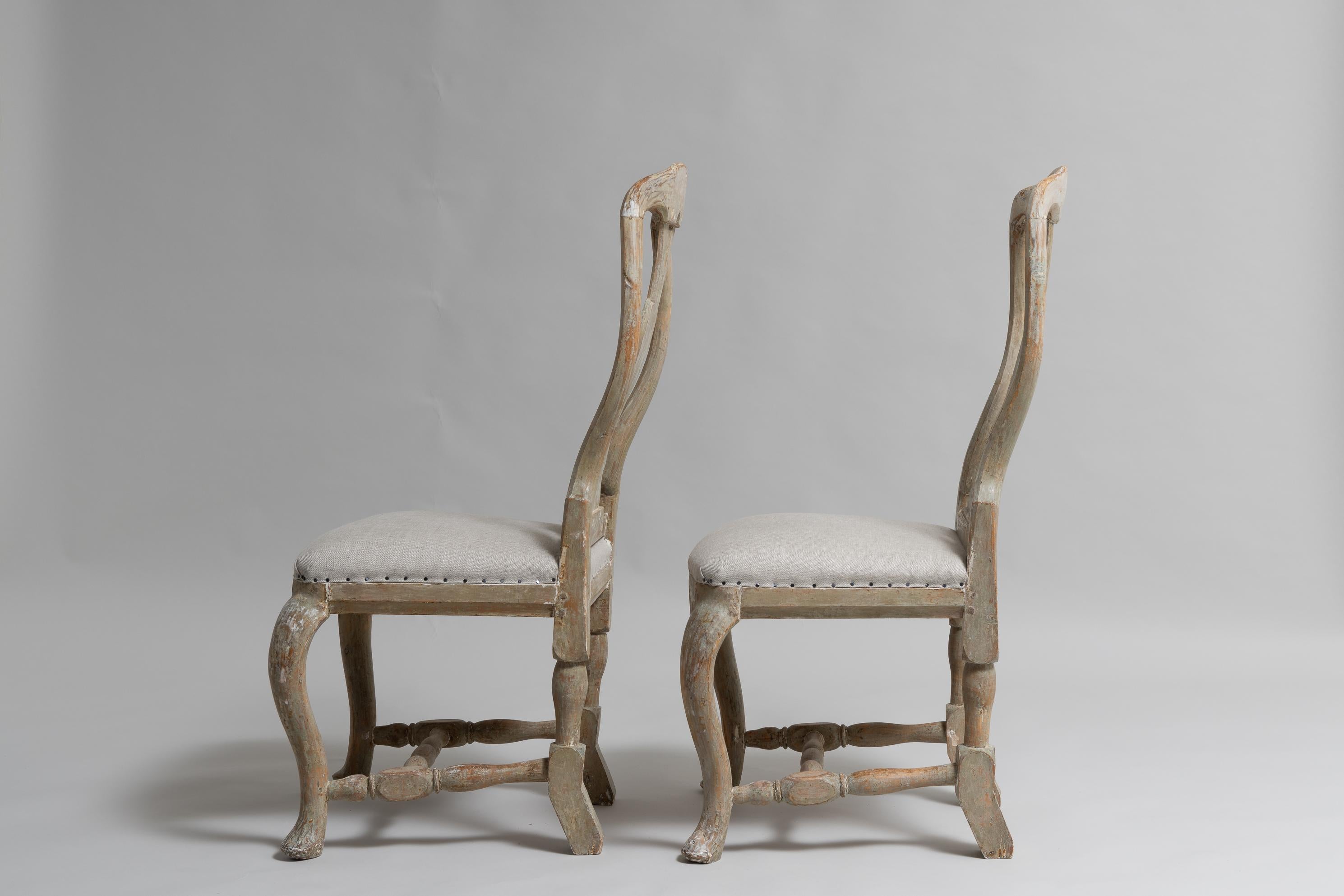 18th Century Set of 2 Northern Swedish Rococo Pine Chairs For Sale
