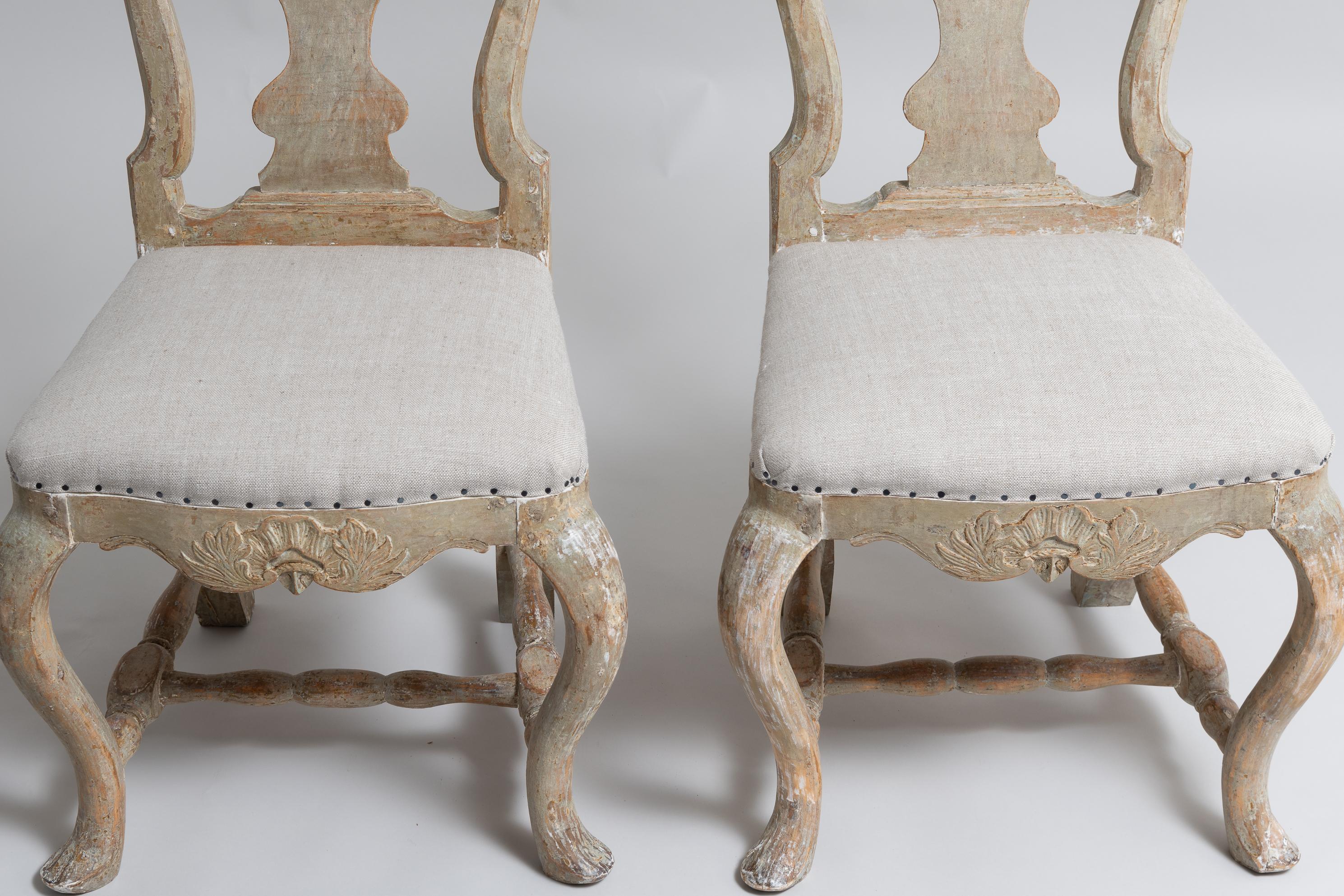 Set of 2 Northern Swedish Rococo Pine Chairs For Sale 3