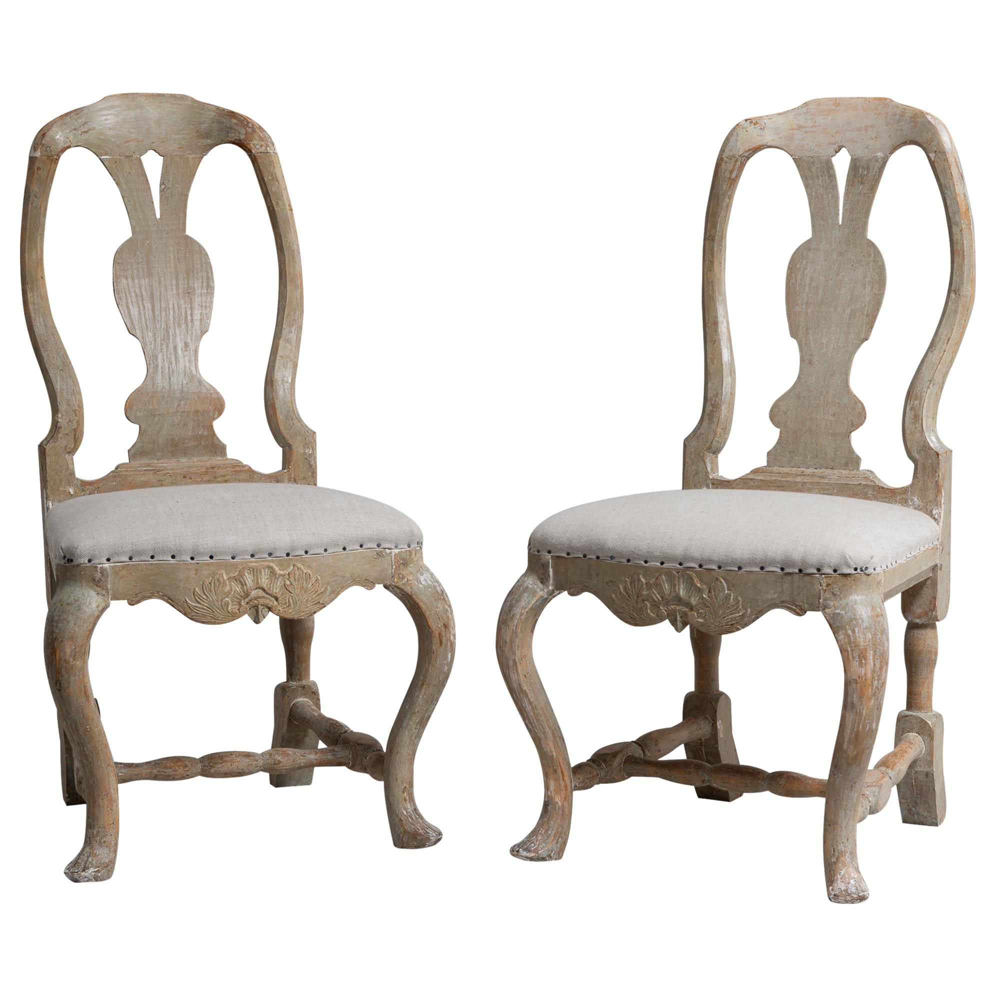 Set of 2 Northern Swedish Rococo Pine Chairs