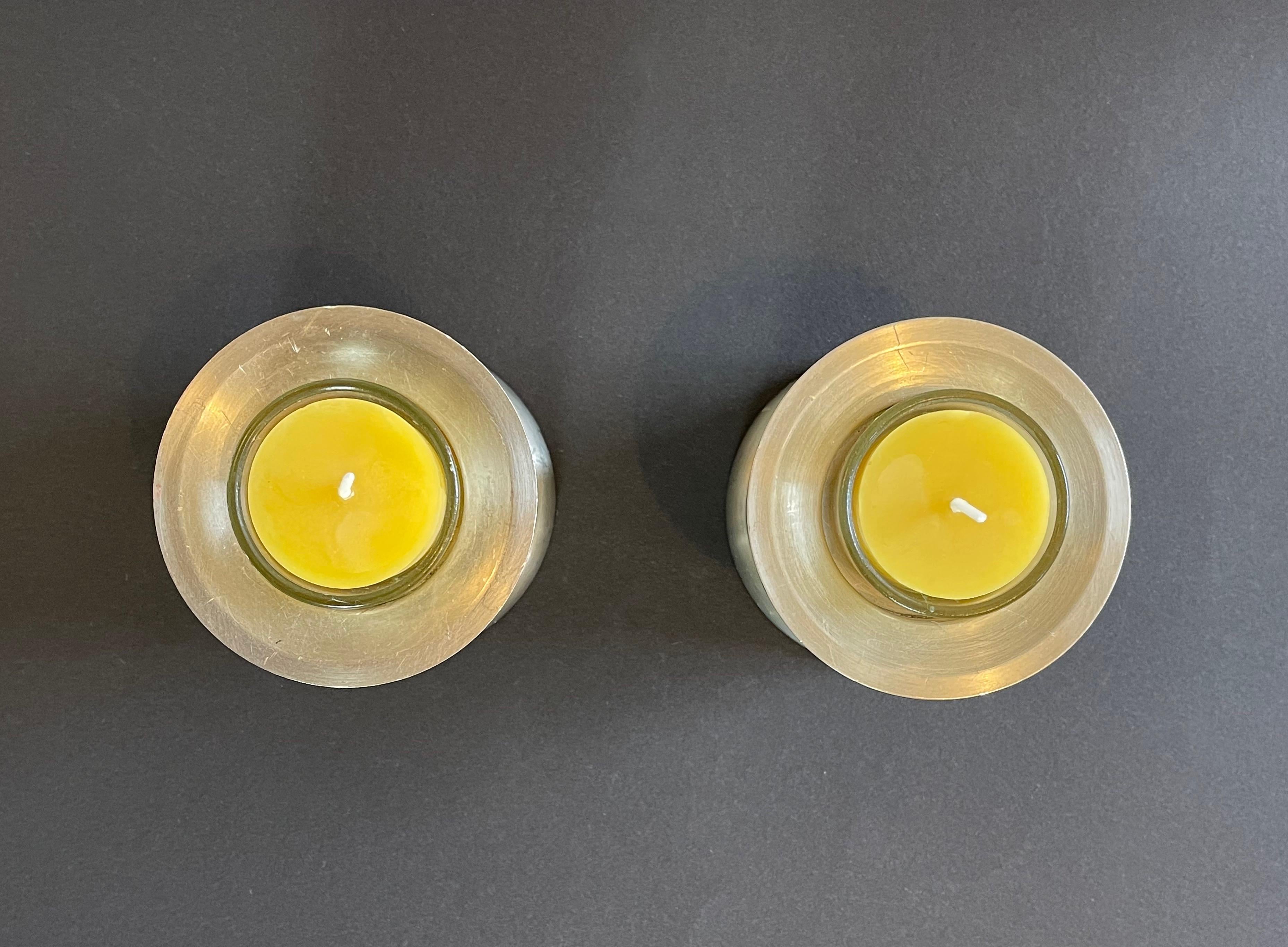 Set of 2 Norwegian Candle Holders by Mastad Pewter, Mid Century Vikings Relief For Sale 6