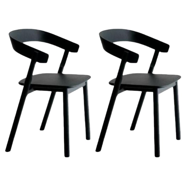 Ensemble de 2 chaises de salle à manger nues, noires, par Made by Choice en vente