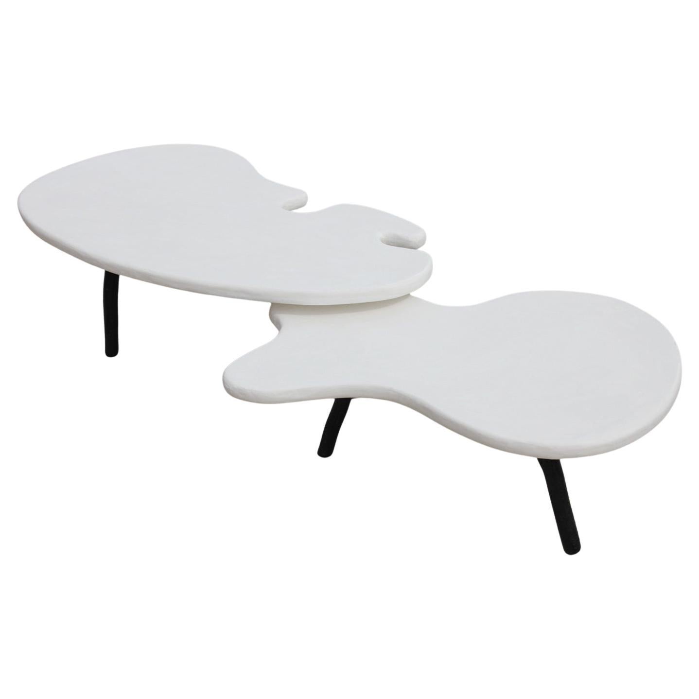 Set Of 2 Nudibranch Coffee Tables in Plaster, Wood & Paint by Dace Sūna For Sale