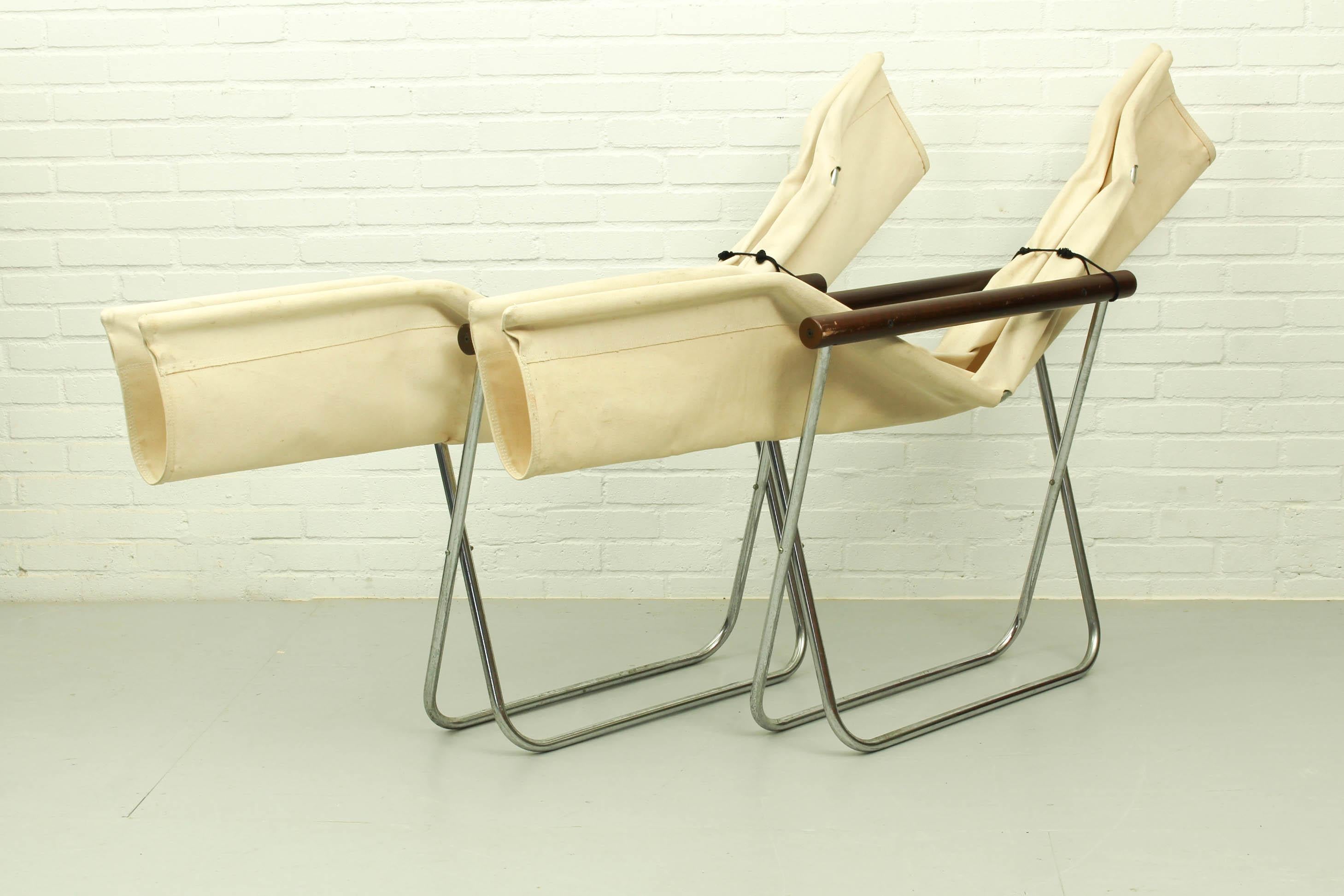 Set of 2 NY Chaise Lounge 'foldable!' by Takeshi Nii, Japan, 1950s 4