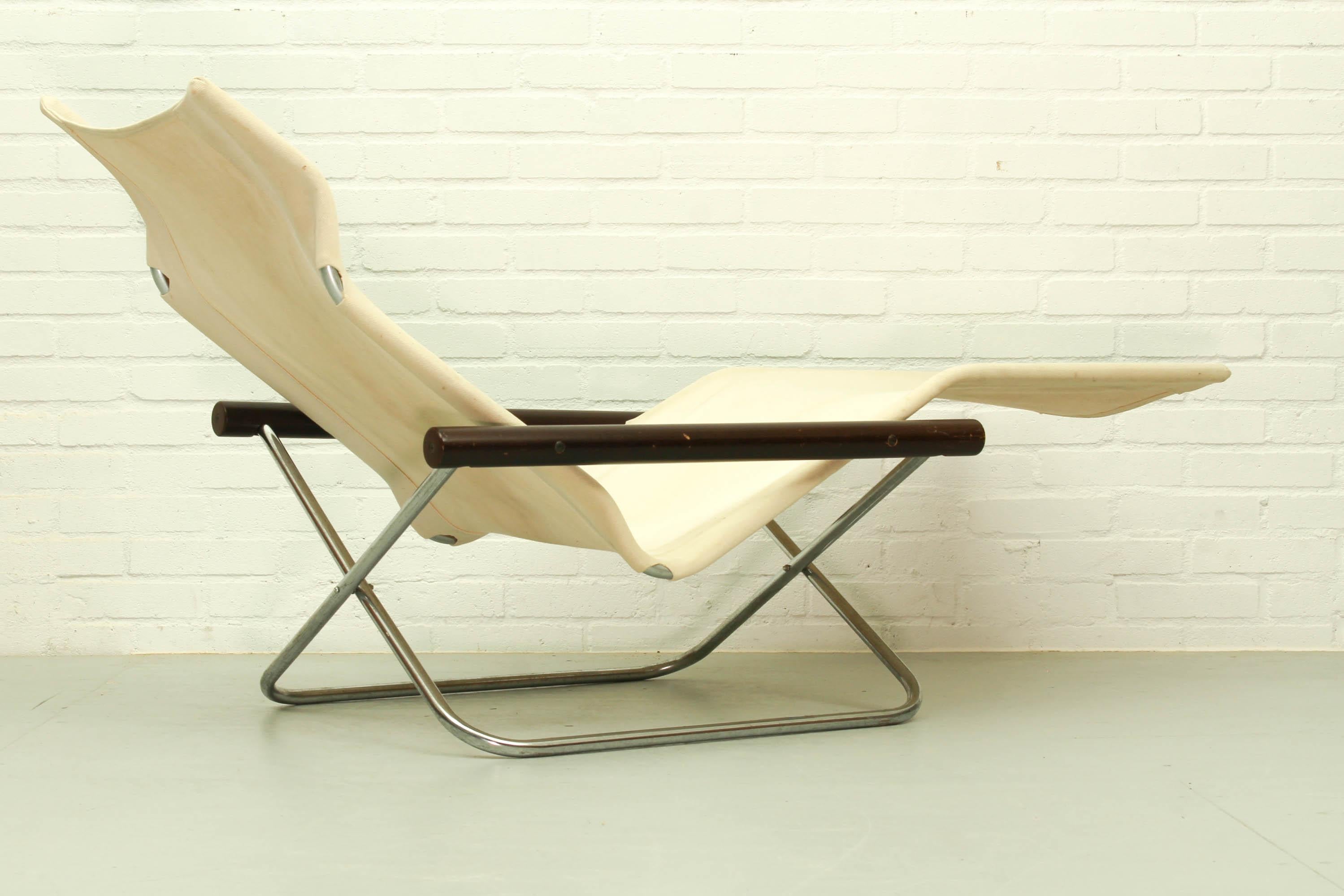 Canvas Set of 2 NY Chaise Lounge 'foldable!' by Takeshi Nii, Japan, 1950s