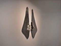 Set di 2 specchi da parete Nympha in acciaio e marmo bianco e nero di Andre Monnier