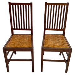 Set of 2 Oak and Cane Dining Chairs by Hans Vollmer for Prag-Rudniker Wickerwork